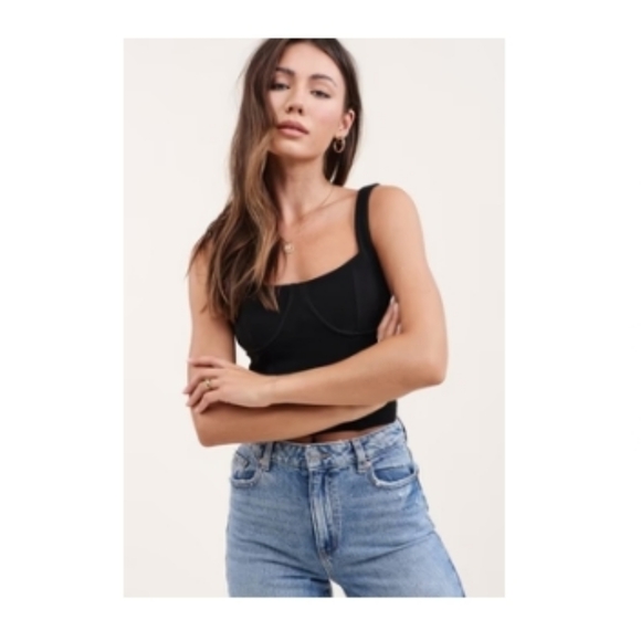 NWOT Mimosa black bustier corset crop top size L - Picture 3 of 9